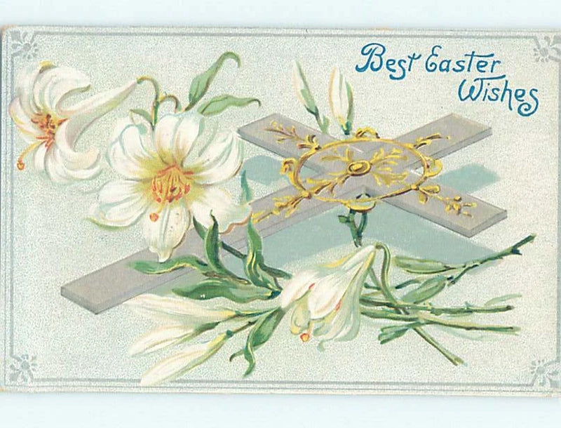 Divided-Back SILVER CROSS AND EASTER LILY FLOWERS : make an offer o5644 Lily