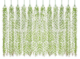 12pcs Artificial Vines Fake Greenery Garland Willow Leaves with Total 60 Stem... Green Plant