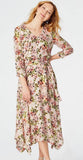 J. Jill - Pebble Hydrangea Floral Print, 3/4 Sleeve Midi Dress, sz Large - EUC Hydrangea