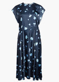 $495 VINCE Sea Carnation Cap Sleeve Dress 20 Coastal Floral Satin Midi Raw Edge Carnation