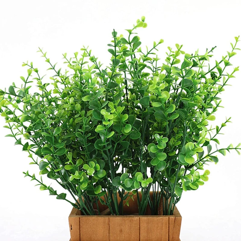 Artificial Shrubs, Plastic Plants Eucalyptus Leaves Greenery Grass Simulation... Green Plant