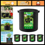 30 Gallon Fabric Grow Bags - 4-Pack Nonwoven Garden Pots with Handles, Black Garden Plants