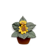 Handmade Clay Sunflower Yellow Flowers in a Terracotta Pot Brooch Pin Sunflower