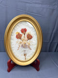 Vintage Pressed Dried Flower Art in Gold Oval Wood Frame 9Óx6Ó Dried Flower