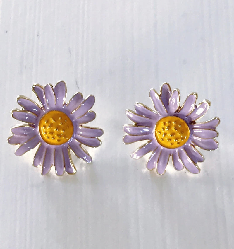 Lily Brown Japan Purple Sunflower Pierced Earrings NEW Sunflower