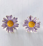 Lily Brown Japan Purple Sunflower Pierced Earrings NEW Sunflower
