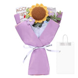 Crochet Flowers Bouquet, Handmade Knitted Bouquet Sunflower, Purple Sunflower