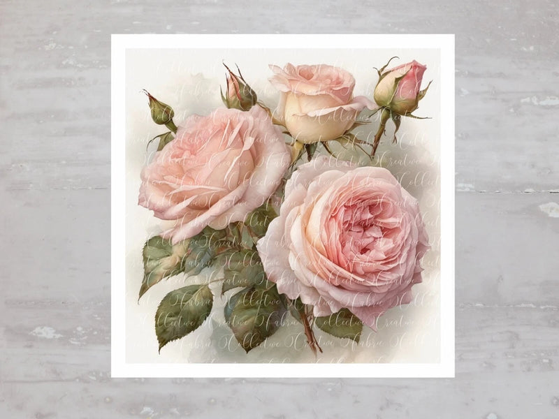 Ballet Pink Bunch Of Roses Fabric Panel Craft Sewing Quilt Block A292 Flowering Plants