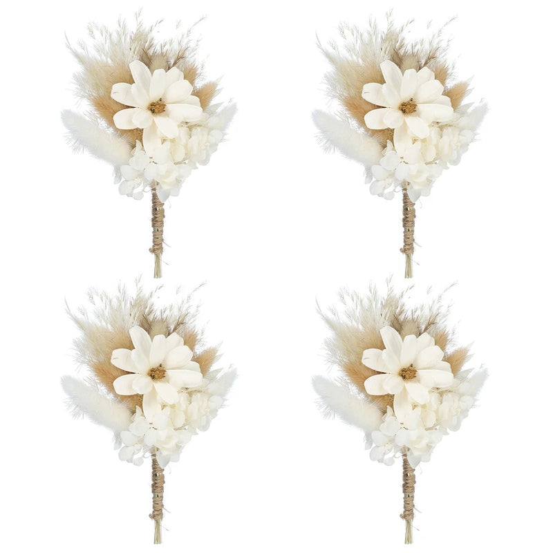 4 Pcs Mini Pampas Grass Dried Flower Bouquet Gypsophila Boho Gift White Dried Flower