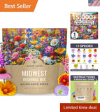 Midwest Regional Mix - Large 1 Ounce Packet - 15,000 Flower Seeds for Plantin... Garden Plants