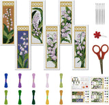 6 Set Lily of the Valley Cross Stitch Bookmark Kits Flowers DIY Bookmarks Cross Lily
