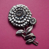 Sterling Silver CARNATION FLOWER Brooch Pin - Nicely Detailed Piece Carnation