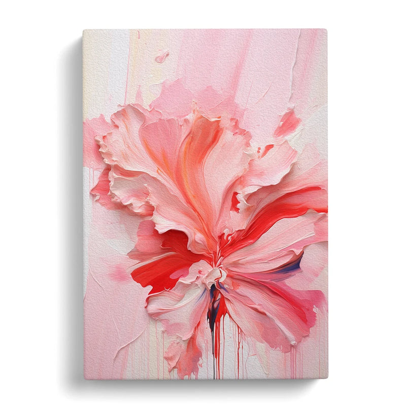 Canvas wall art print with pink and red carnation flower illustration