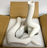 Kingbar Ceramic Vase, Set of 2, White, Matte White Vase for Pampas Grass, Boho Pampas Grass