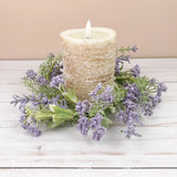 Candle Ring Wreath Lilac Astilbe and Lace Purple Flowers Floral 3.5 in Inside Dried Flower