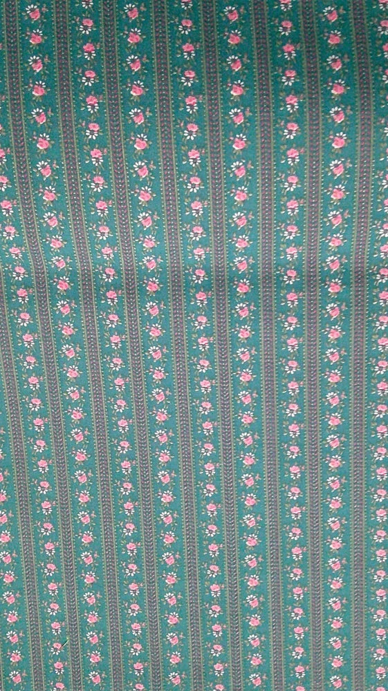 Fabric Michael Miller NEW Tiny Pink & White Flowers Teal Blue Background $2.75 Flowering Plants