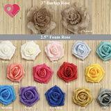 2"-3" Foam Satin Burlap Rose Bud Flower Applique Wedding Bridal Bouquet 12-96pcs Bouquet
