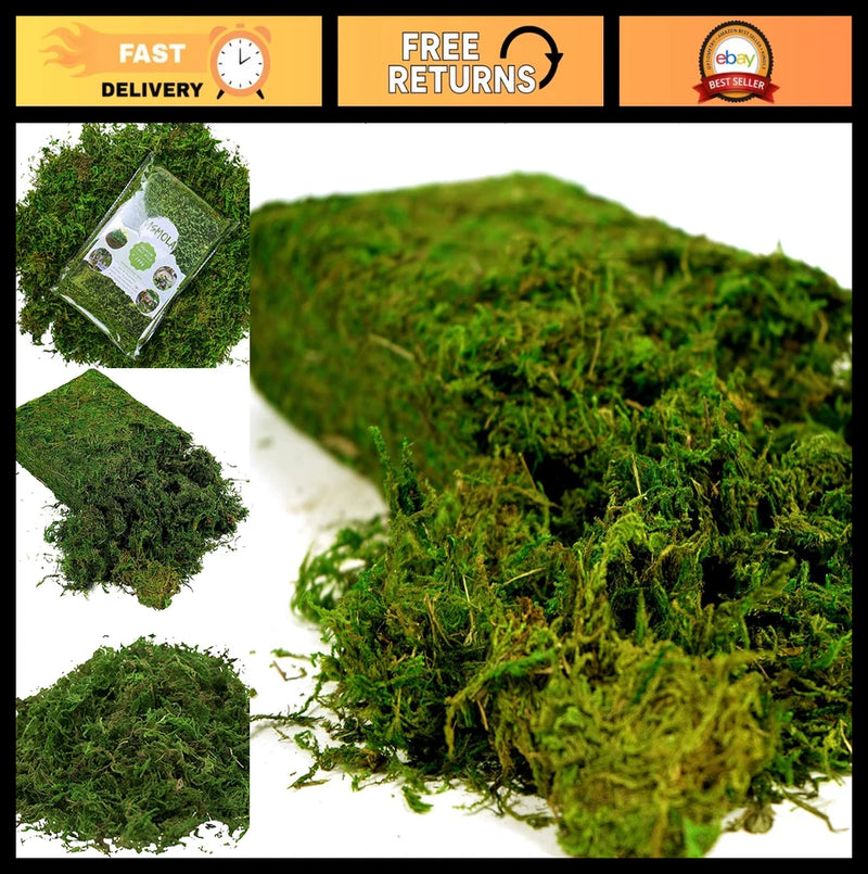 Artificial moss matting, dense green faux foliage for crafts and decor