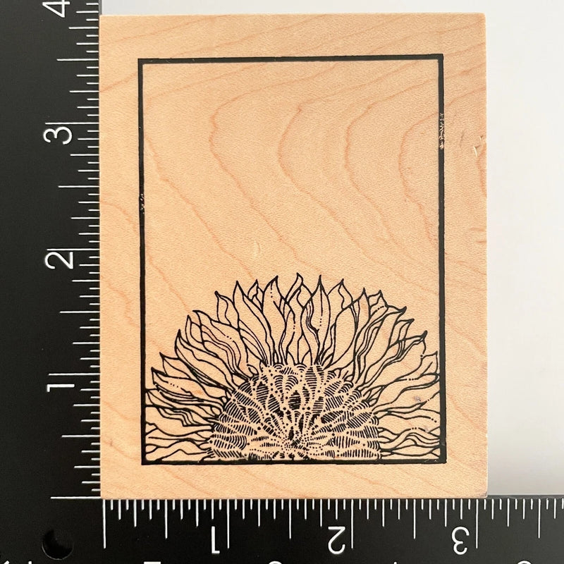 Great Impressions Sunflower Flower Frame H232 Wood Mounted Rubber Stamp Sunflower