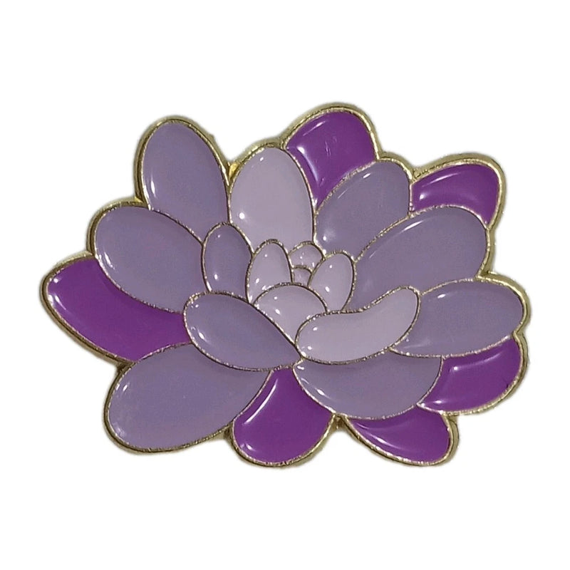 Purple Lotus Flower Enamel Metal Lapel Pin Badge Broach Hat Succulent Hydrangea Hydrangea