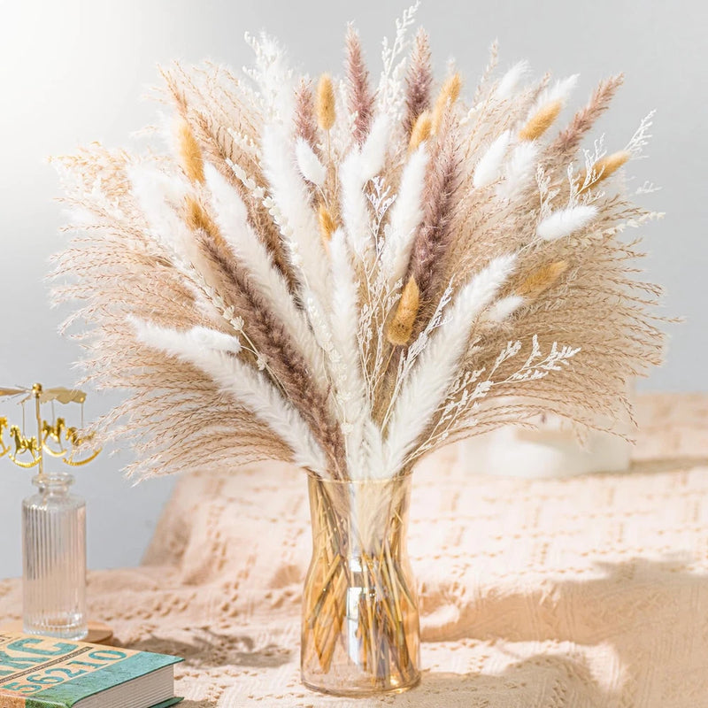 Natural Pampas Grass 8kind Grass Mix Bouquet | Dried Pampas Bouquet for Wedding Pampas Grass