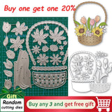 Flower Basket Bouquet Cutting Dies Scrapbooking Embossing Paper Card Stencils Bouquet