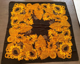 Vintage Sunflower Scarf 34Ó Multicolor Black Orange Floral Korea Retro Sunflower