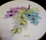 Hydrangea Flower Gold Edge Porcelain Plate Platter 8" Hand-Painted Sign Floral Hydrangea