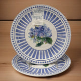 Set of 4 Shabby Chic Purple Hydrangea Stripes Melamine Luncheon Salad Plates 9Ó Hydrangea