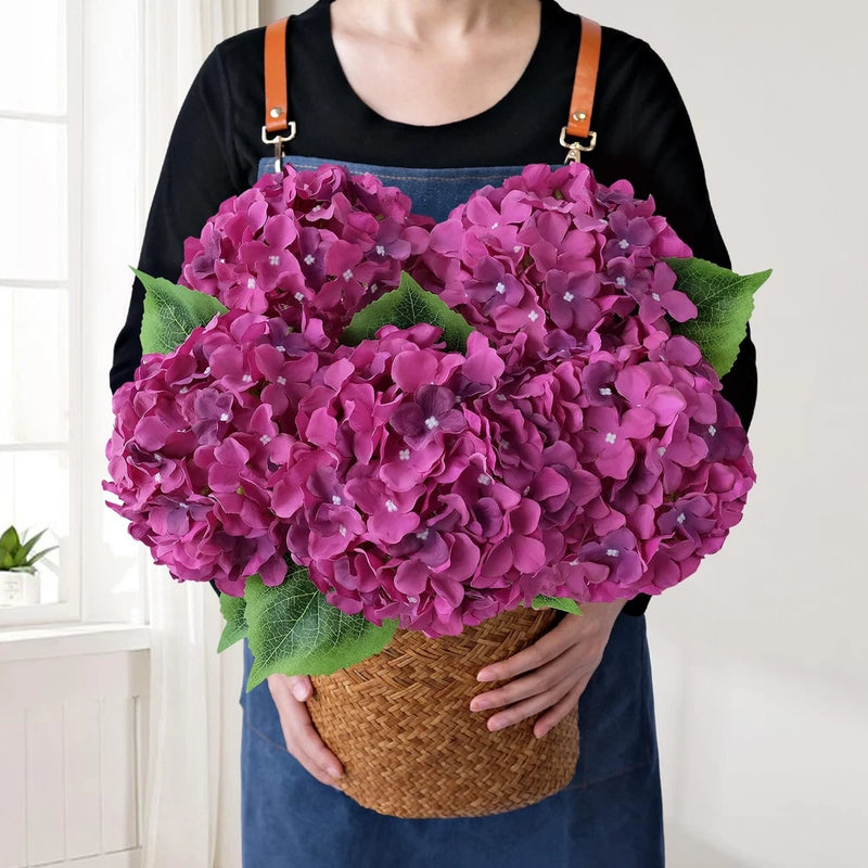 Dark Purple Flowers for Decoration,5Pcs 20Inch Large Lifelike Silk Flowers fo... Hydrangea