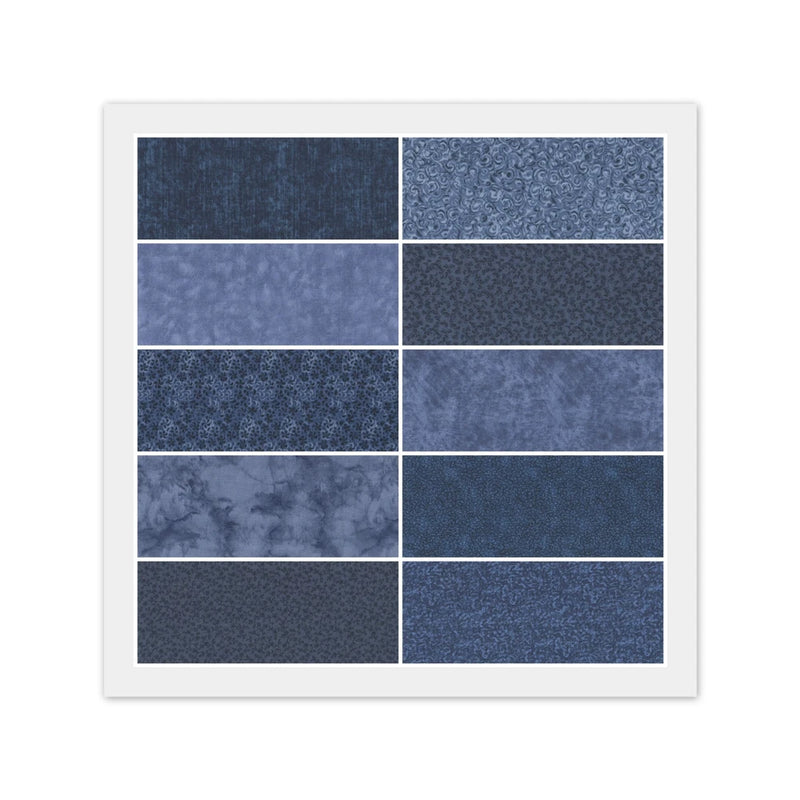 BLUE 100% Quilting Cotton Fabric: 40) 5" CHARM PACK - 20) 10" LAYER CAKE Flowering Plants