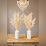 2 Modern Neutral Pampas Grass Ceramic Vase Set Boho Farmhouse Table Decor Chic Pampas Grass