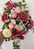 Cascading Silk Bridal Bouquet Ranunculus