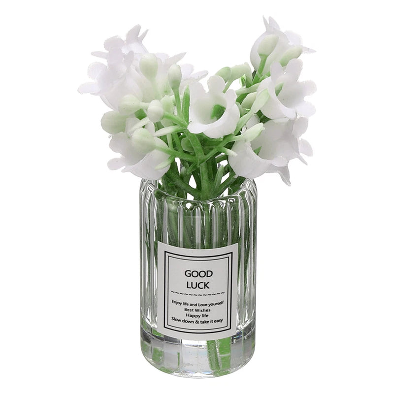 Mini Flowers Dollhouse in Vase Tiny White Lily for Fairy Garden Decor Lily