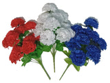 (3) Red White & Blue Carnation 17" Bush USA In/Outdoor Memorial Day Silk Flower Carnation