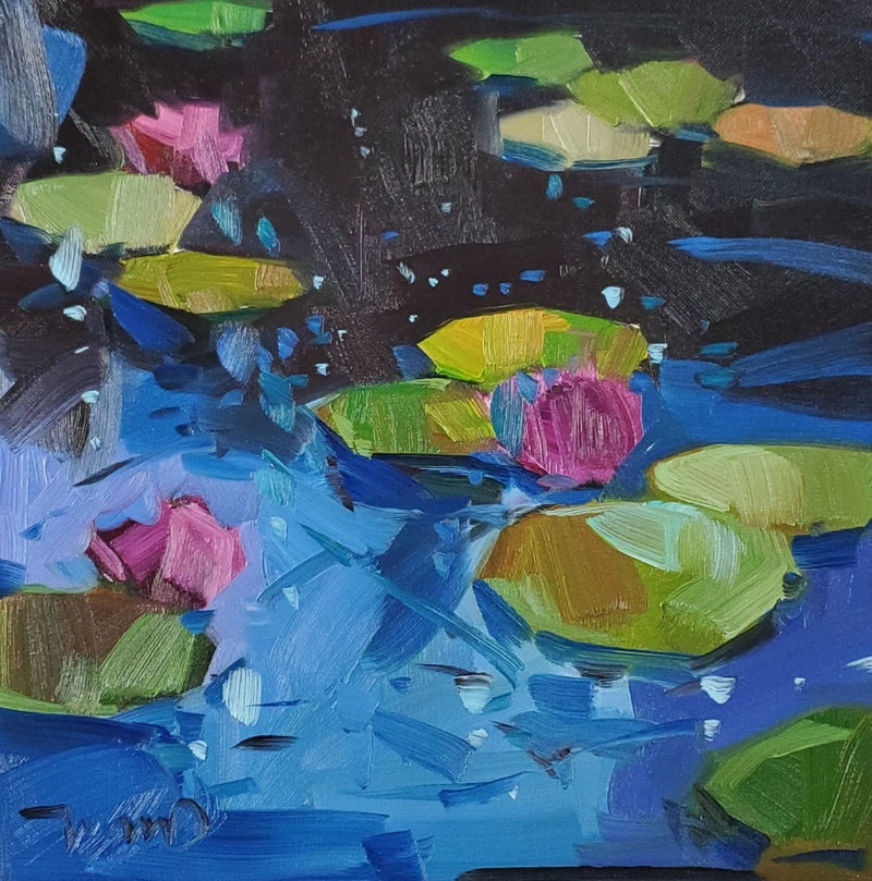 Water Lilies Pond Garden PRINT Painting by Impressionism Artist Jose Trujillo Lily