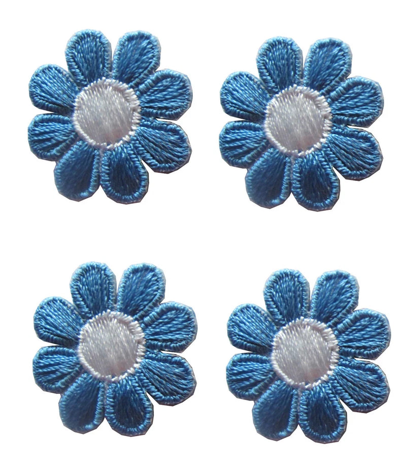 2987SB Lot 4Pcs Spring Blue White Daisy Flower Embroidery Iron On Applique Patch Daisies