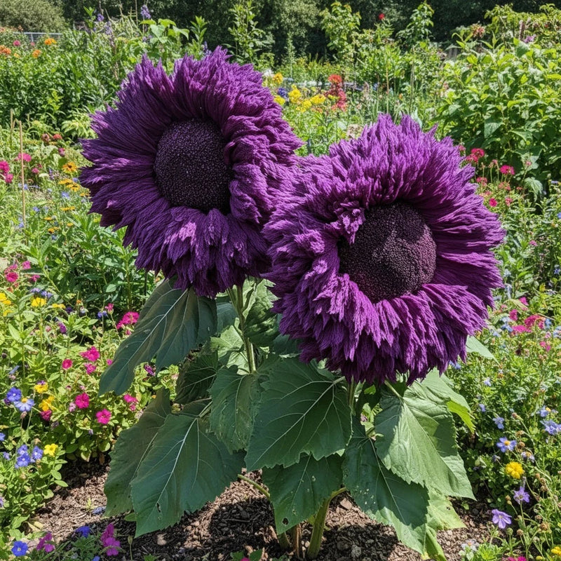 100 Purple Teddy Bear Sunflower Seeds Ð Rare Fluffy Violet Blooms Sunflower
