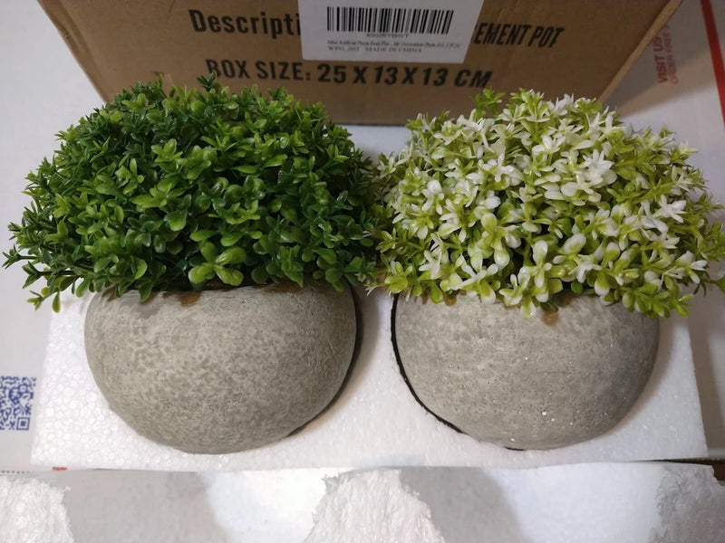 Artificial Plants 2 Pcs Small Fake Plants Bathroom Decor Mini Potted Plastic Green Plant