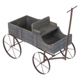 41.5 in. L Gray Cedar Wood Buckboard Amish WagOn Decorative Garden Planter Garden Plants