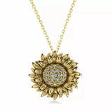 1CT Round Cut Simulated Diamond Women's Sunflower Pendant 14k Yellow Gold Plated Sunflower