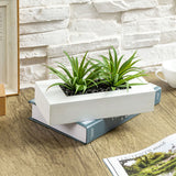 10 In Artificial Green Grass Plants in White Wood Centerpiece Decorative Planter Green Plant