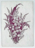 SQ20 Swap Playing Cards 1 Antique Square Corner Lily Of The Valley Flowers C1800 Lily