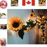 Warm White 7.2ft LED Sunflower Garland - Perfect Indoor/Outdoor Party Lights Sunflower
