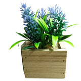 Artificial Lavender Plant with Wooden Pot Ð Mini Potted Fake Flower Decor Green Plant