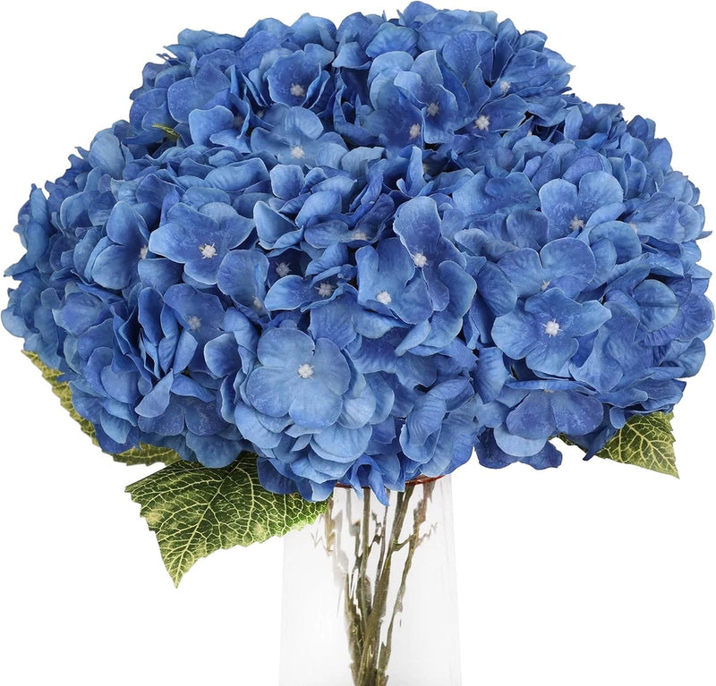 Jim's Cabin Artificial Fake Flowers Silk Hydrangea Arrangements Royal Blue Hydrangea