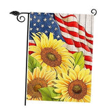 Spring Summer Sunflower 4th of July America Patriotic Garden Flag, 12x18 Sunflower