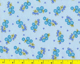 Lt & Dark Blue Flower Sprig & Purple Berry on Light Blue By The Yard CFLBLU03685 Flowering Plants