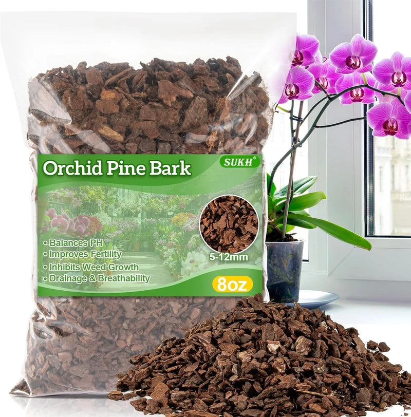 8OZ Orchid Bark Planting Soil - Sukh Potting Mix Horticultural 5-12mm Orchids
