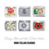 Daisy, Lilies and other flower Charms - Fits 9mm classic Italian charm bracelets Lily